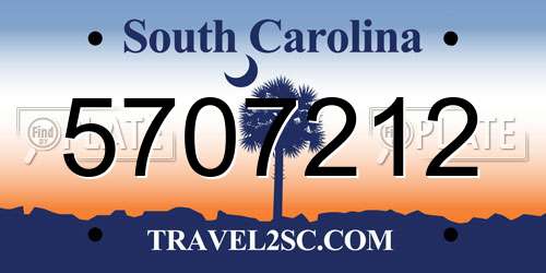 5707212 South Carolina License Plate
