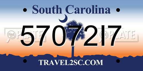 57072I7 South Carolina License Plate
