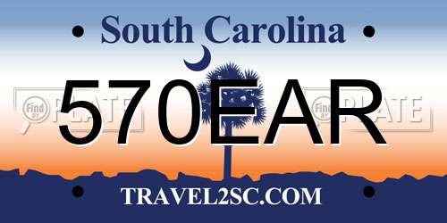 570EAR South Carolina License Plate