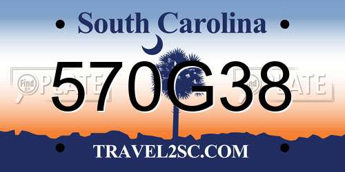 570G38 South Carolina License Plate