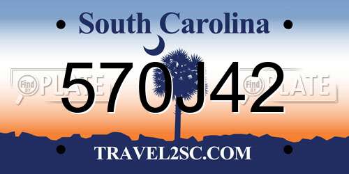 570J42 South Carolina License Plate