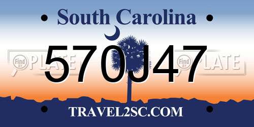 570J47 South Carolina License Plate