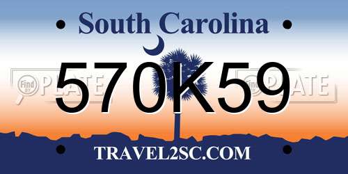 570K59 South Carolina License Plate