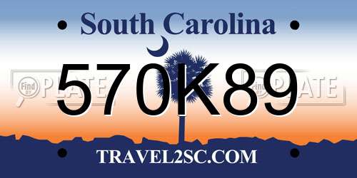 570K89 South Carolina License Plate