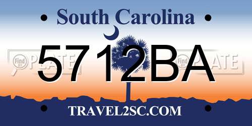 5712BA South Carolina License Plate