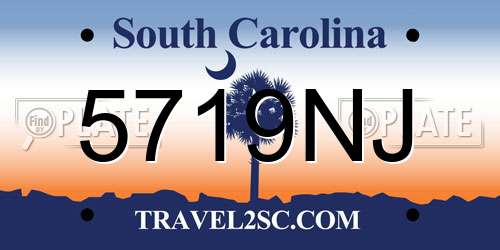 5719NJ South Carolina License Plate