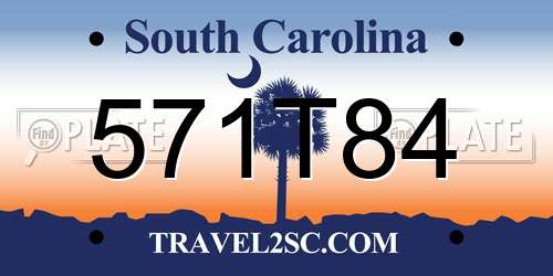 571T84 South Carolina License Plate