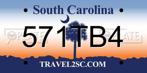 571TB4 South Carolina License Plate