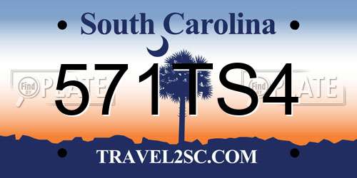 571TS4 South Carolina License Plate