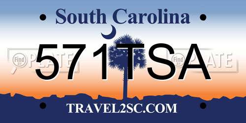 571TSA South Carolina License Plate