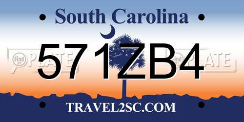 571ZB4 South Carolina License Plate