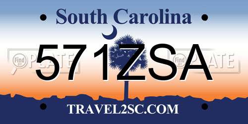571ZSA South Carolina License Plate
