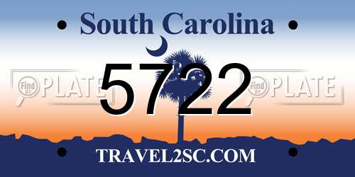 5722 South Carolina License Plate