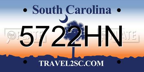 5722HN South Carolina License Plate