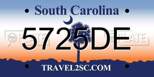 5725DE South Carolina License Plate