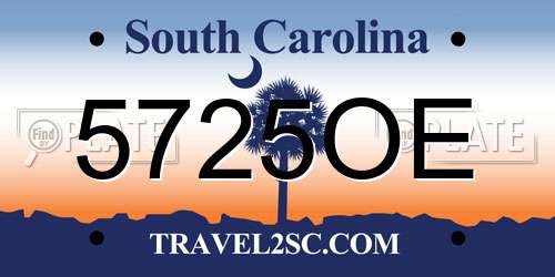 5725OE South Carolina License Plate