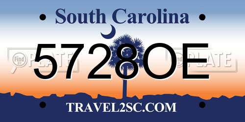 5728OE South Carolina License Plate
