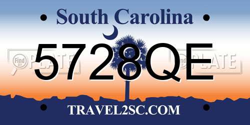 5728QE South Carolina License Plate