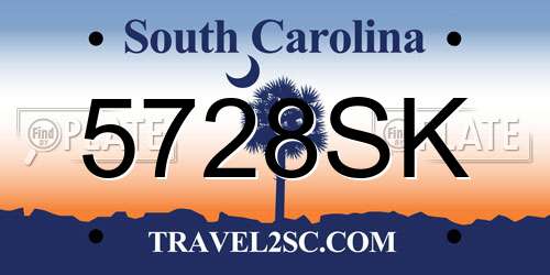 5728SK South Carolina License Plate