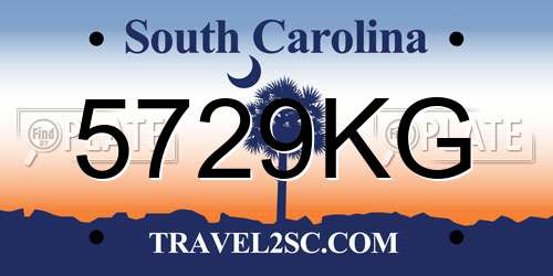 5729KG South Carolina License Plate