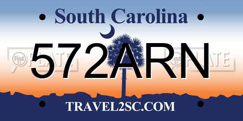 572ARN South Carolina License Plate