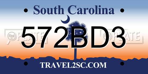 572BD3 South Carolina License Plate