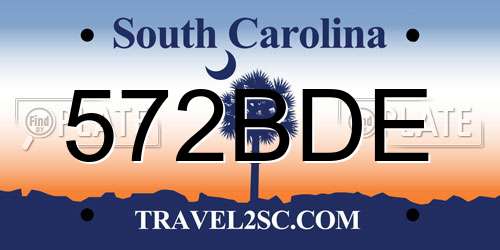 572BDE South Carolina License Plate