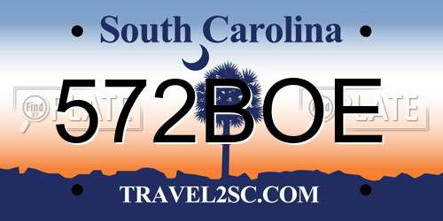 572BOE South Carolina License Plate