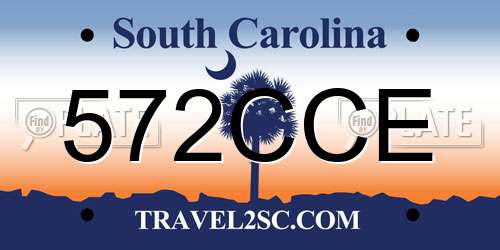 572CCE South Carolina License Plate