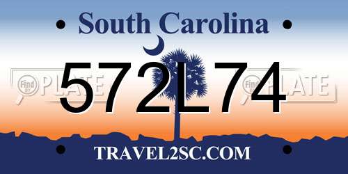 572L74 South Carolina License Plate
