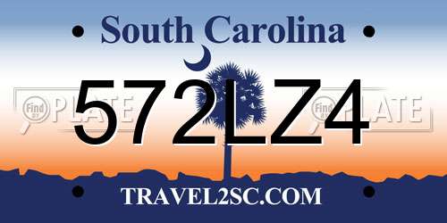 572LZ4 South Carolina License Plate