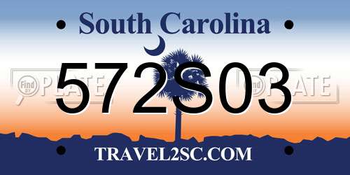 572S03 South Carolina License Plate