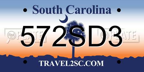 572SD3 South Carolina License Plate