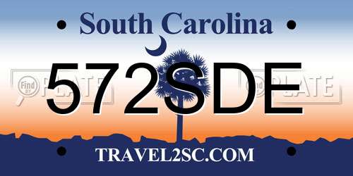 572SDE South Carolina License Plate