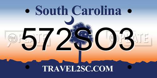 572SO3 South Carolina License Plate