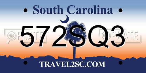 572SQ3 South Carolina License Plate