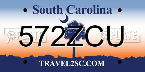 572ZCU South Carolina License Plate