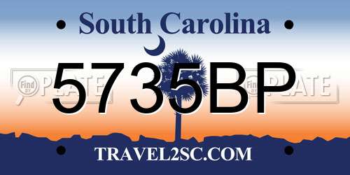 5735BP South Carolina License Plate