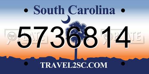 5736814 South Carolina License Plate