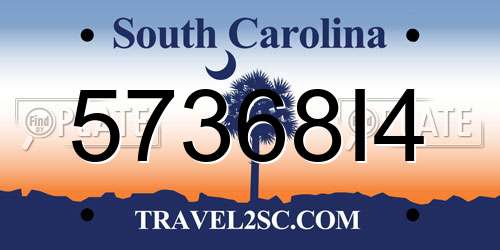 57368I4 South Carolina License Plate