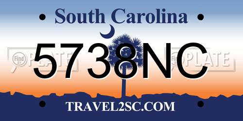 5738NC South Carolina License Plate