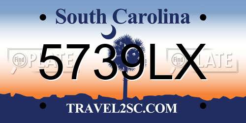 5739LX South Carolina License Plate