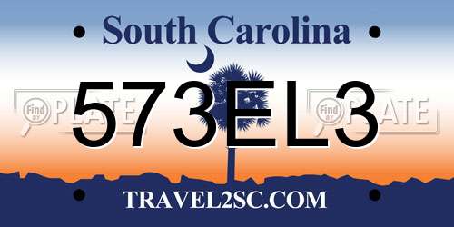 573EL3 South Carolina License Plate