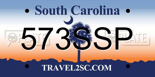 573SSP South Carolina License Plate