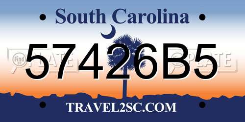 57426B5 South Carolina License Plate