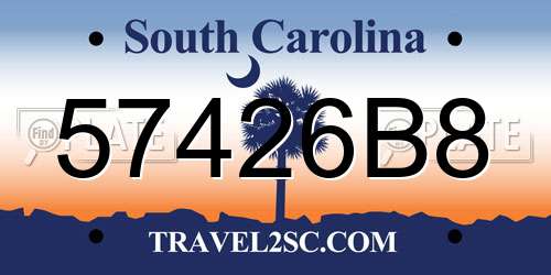 57426B8 South Carolina License Plate
