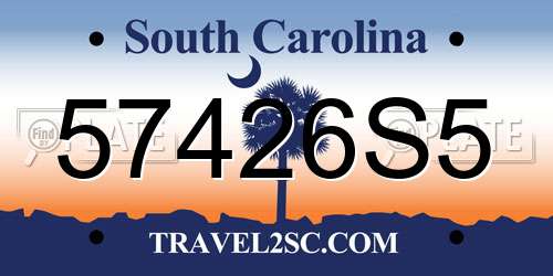 57426S5 South Carolina License Plate