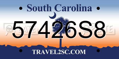 57426S8 South Carolina License Plate