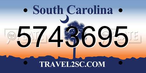 5743695 South Carolina License Plate
