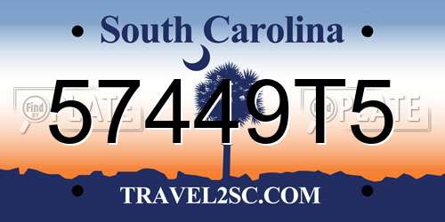 57449T5 South Carolina License Plate